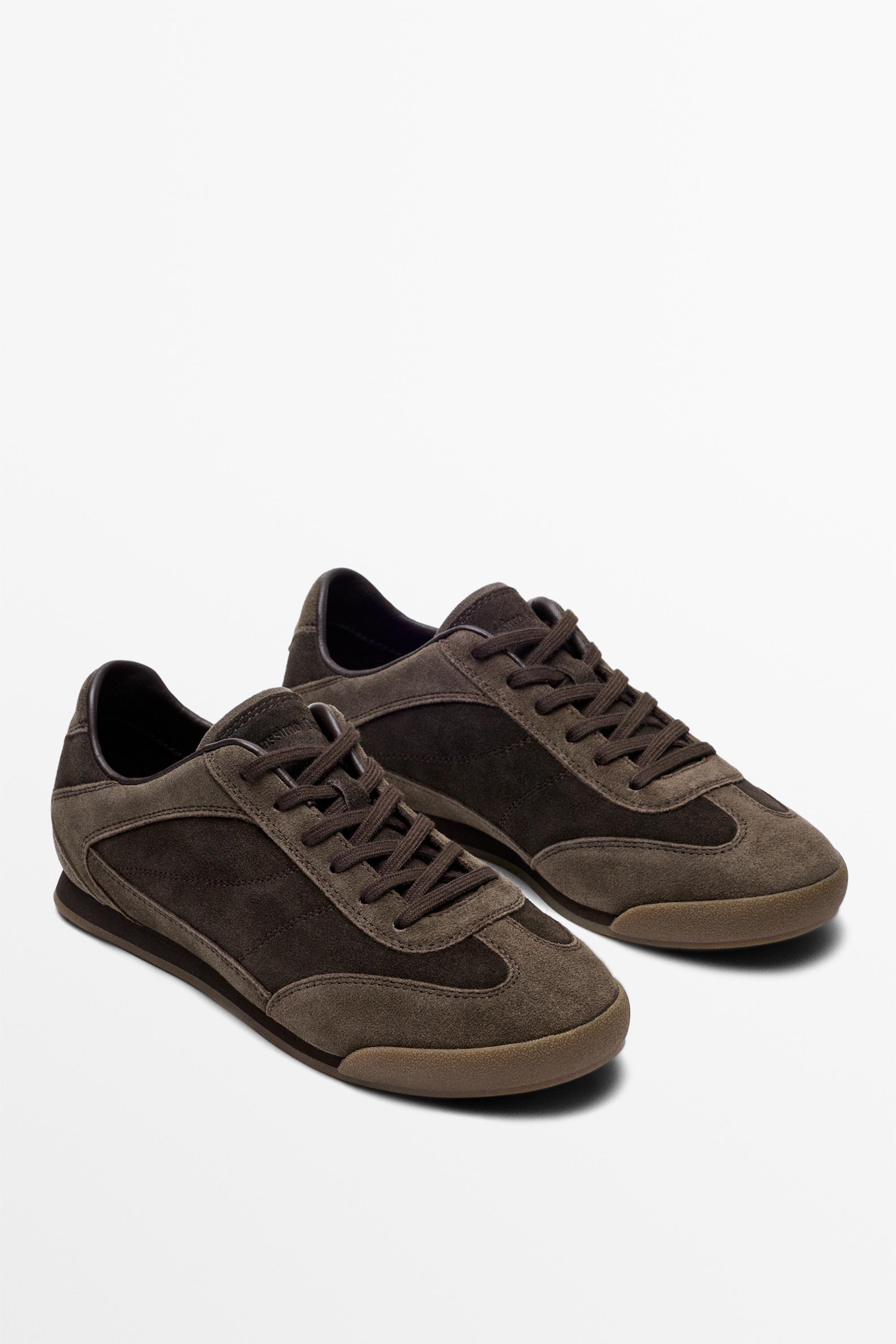 Contrast leather trainers